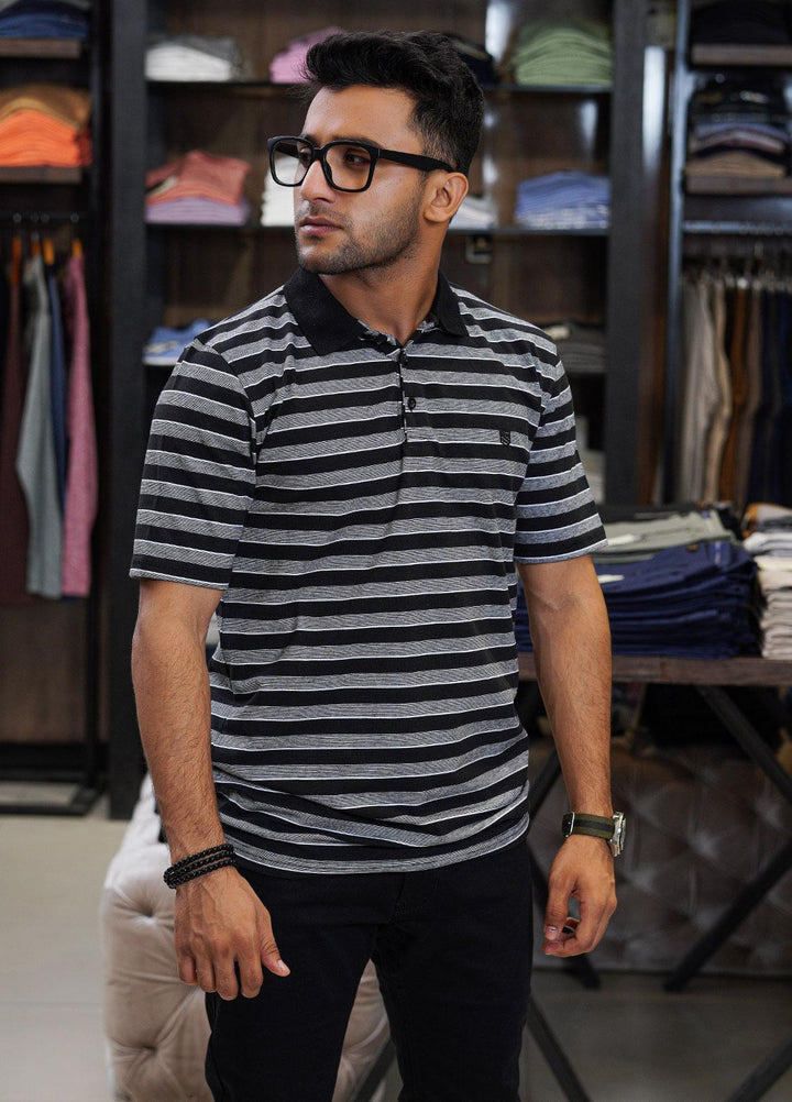 Sanaulla Exclusive Range Cotton Polo for Men - D-6689 Black