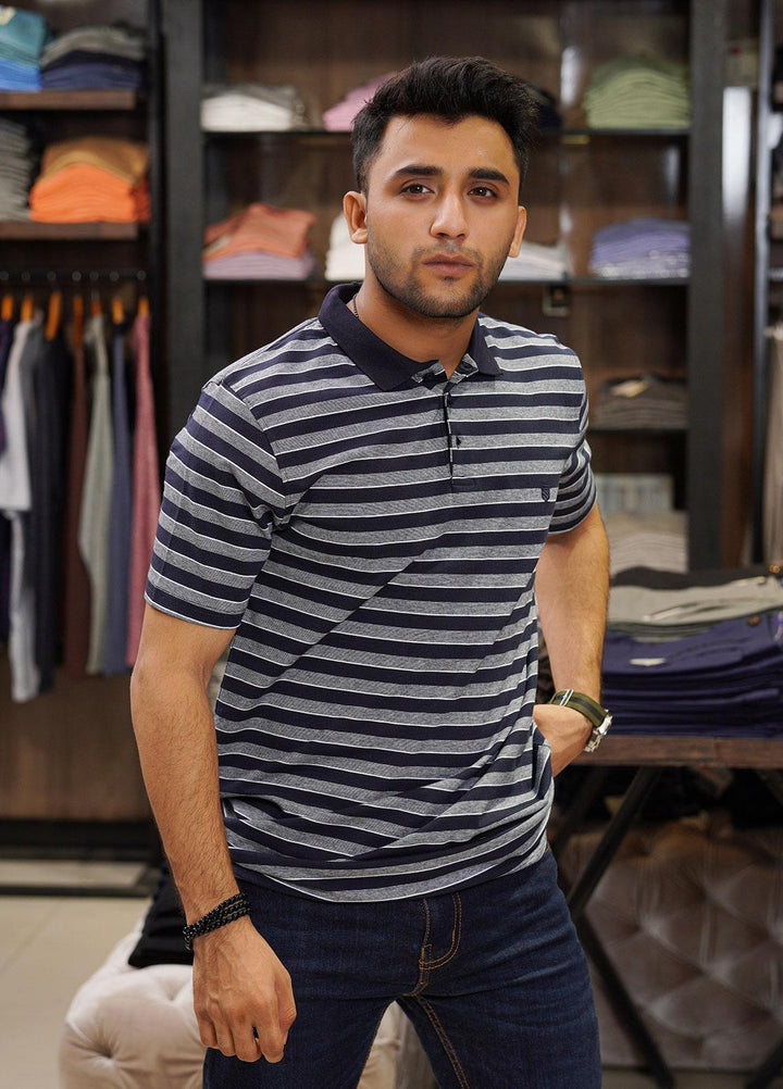 Sanaulla Exclusive Range Cotton Polo for Men - D-6689 Dark Blue