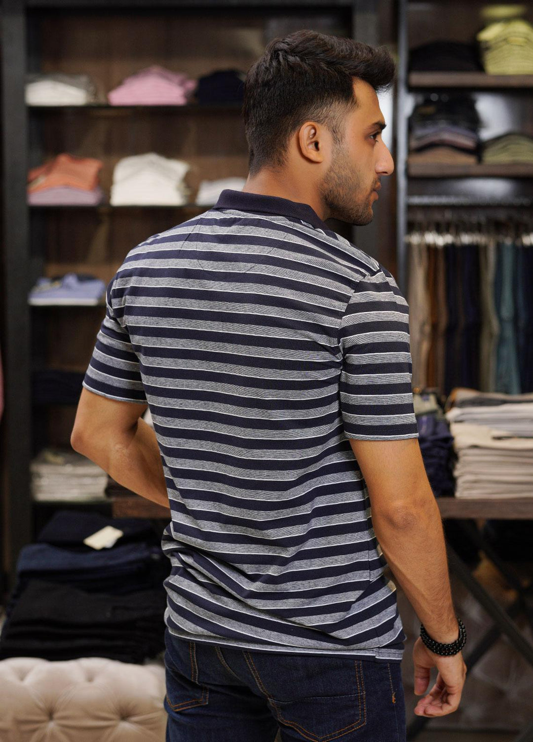 Sanaulla Exclusive Range Cotton Polo for Men - D-6689 Dark Blue