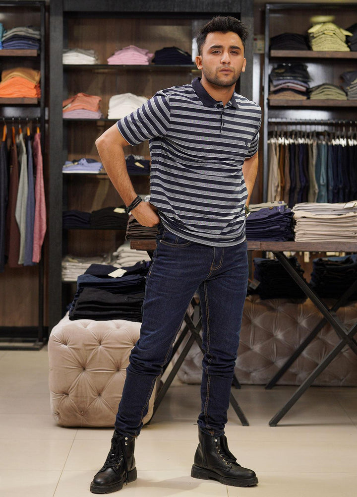 Sanaulla Exclusive Range Cotton Polo for Men - D-6689 Dark Blue