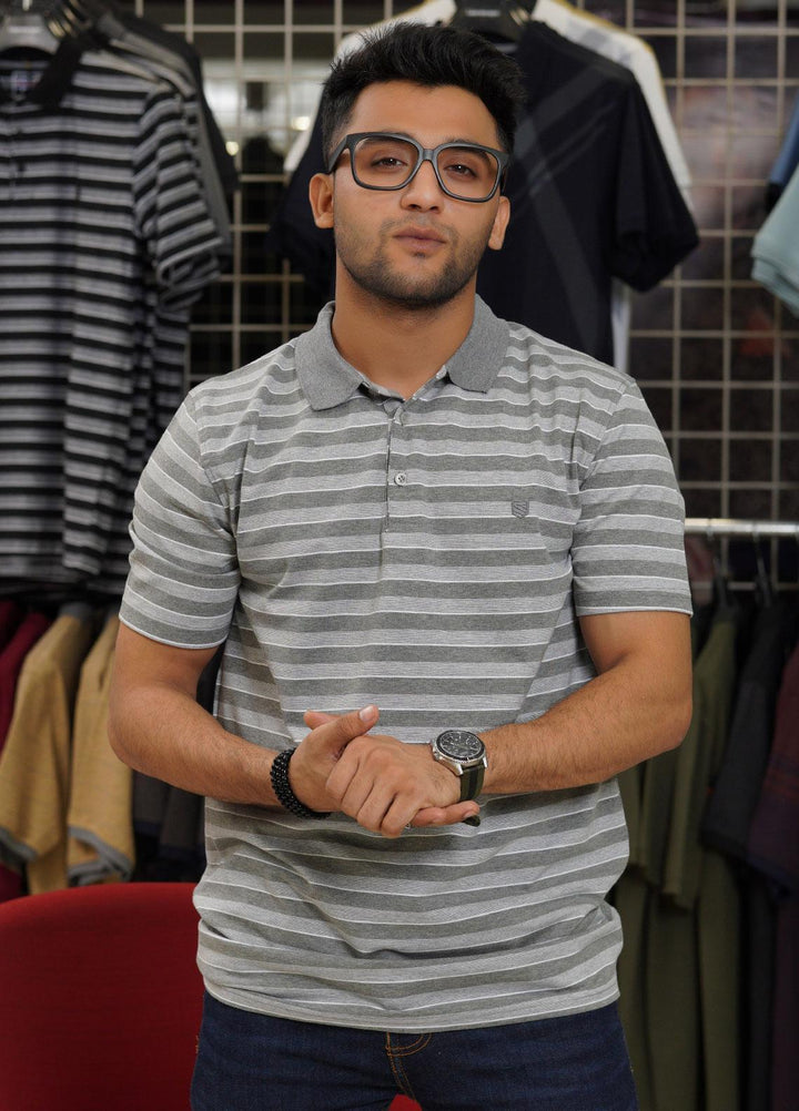 Sanaulla Exclusive Range Cotton Polo for Men - D-6689 Grey