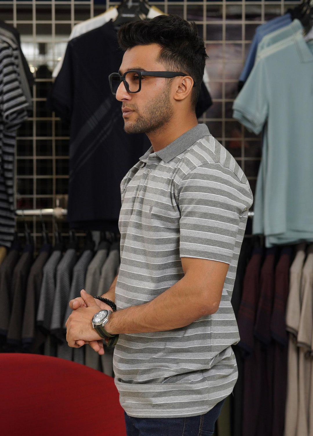 Sanaulla Exclusive Range Cotton Polo for Men - D-6689 Grey