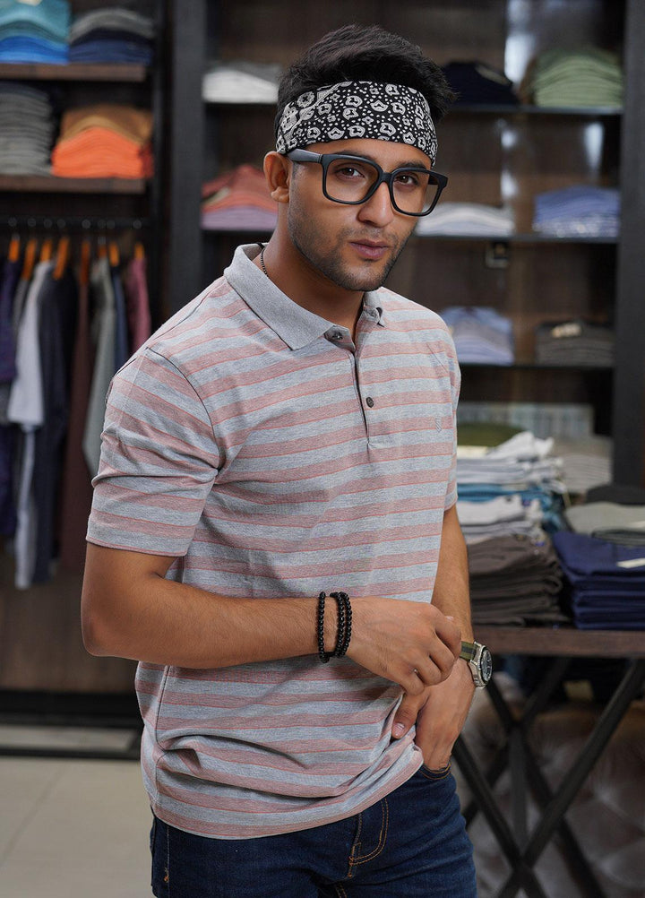 Sanaulla Exclusive Range Cotton Polo for Men - D-6689 Peach