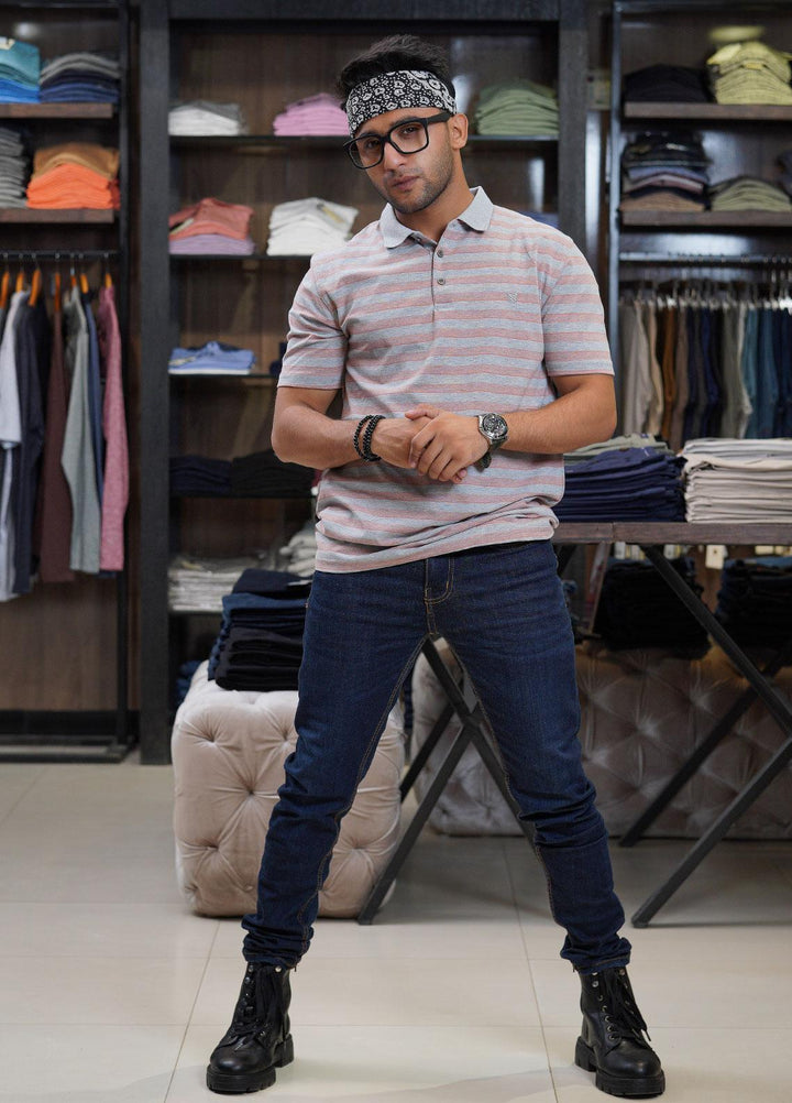 Sanaulla Exclusive Range Cotton Polo for Men - D-6689 Peach