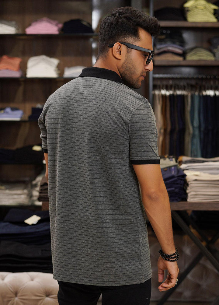 Sanaulla Exclusive Range Cotton Polo for Men - D-6691 Dark Grey