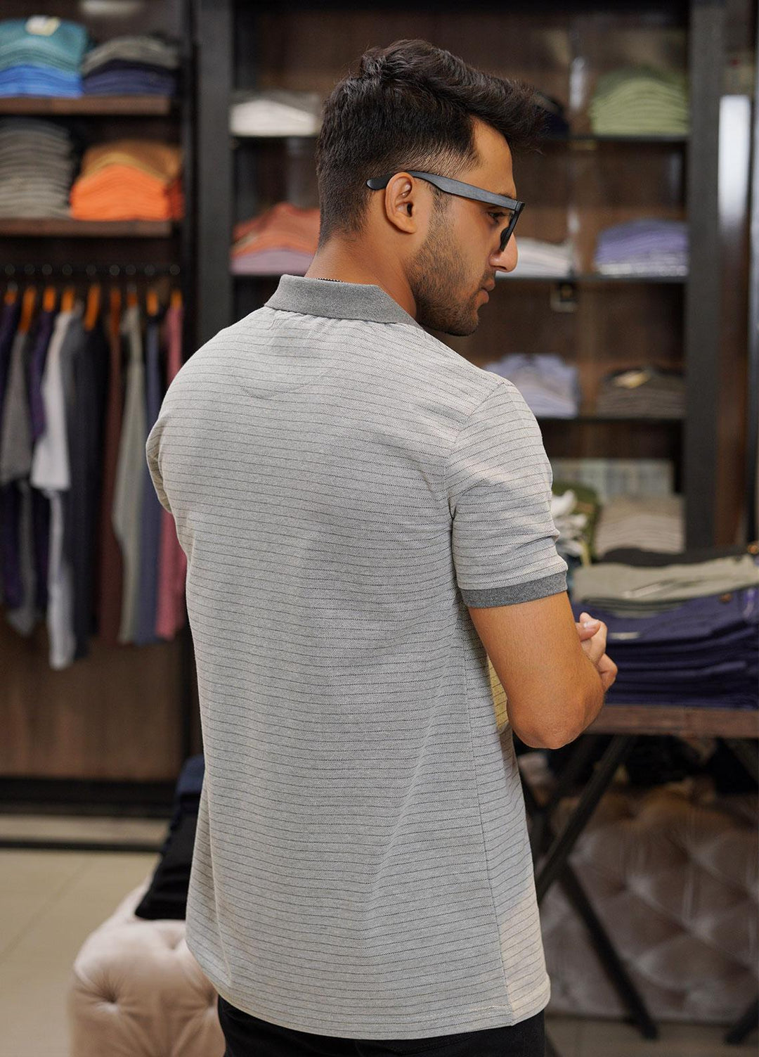 Sanaulla Exclusive Range Cotton Polo for Men - D-6691 Light Grey