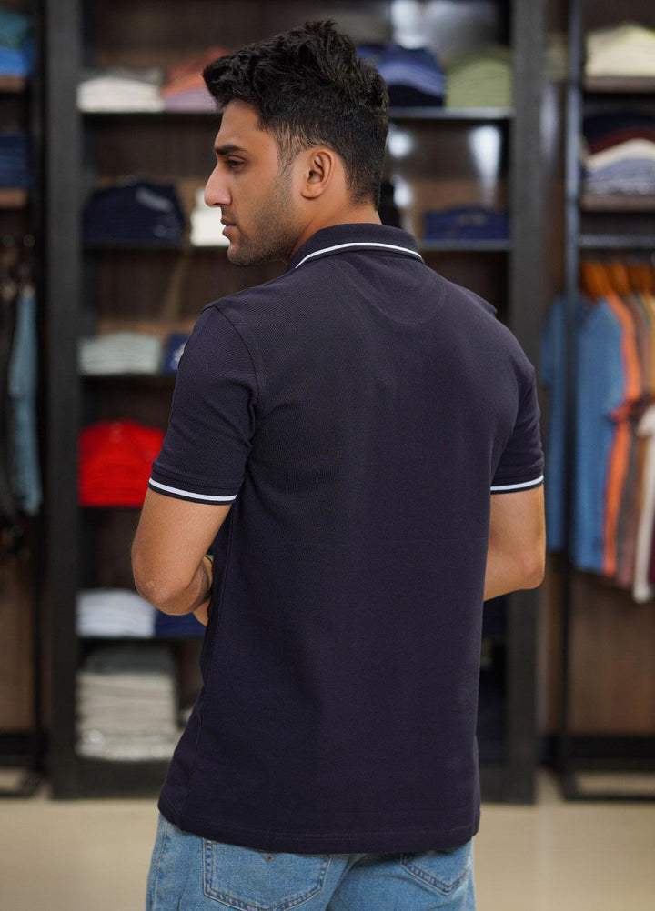 Sanaulla Exclusive Range Cotton Polo for Men - D-6704 Dark Blue