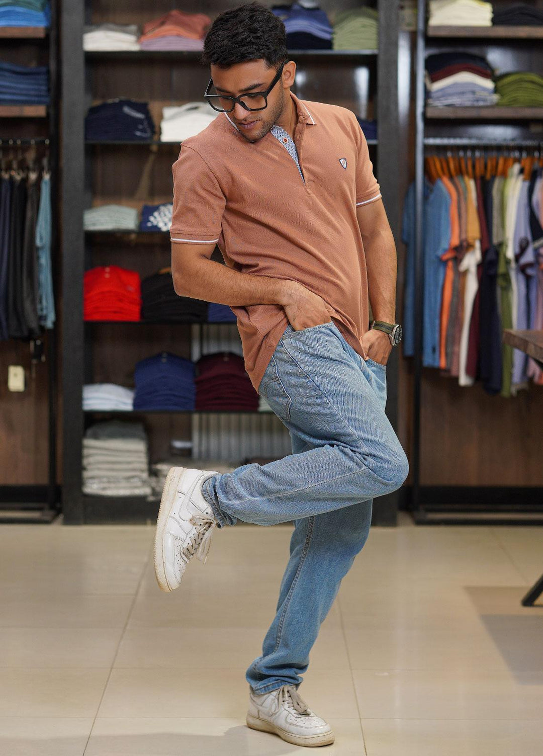 Sanaulla Exclusive Range Cotton Polo for Men - D-6704 Light Brown