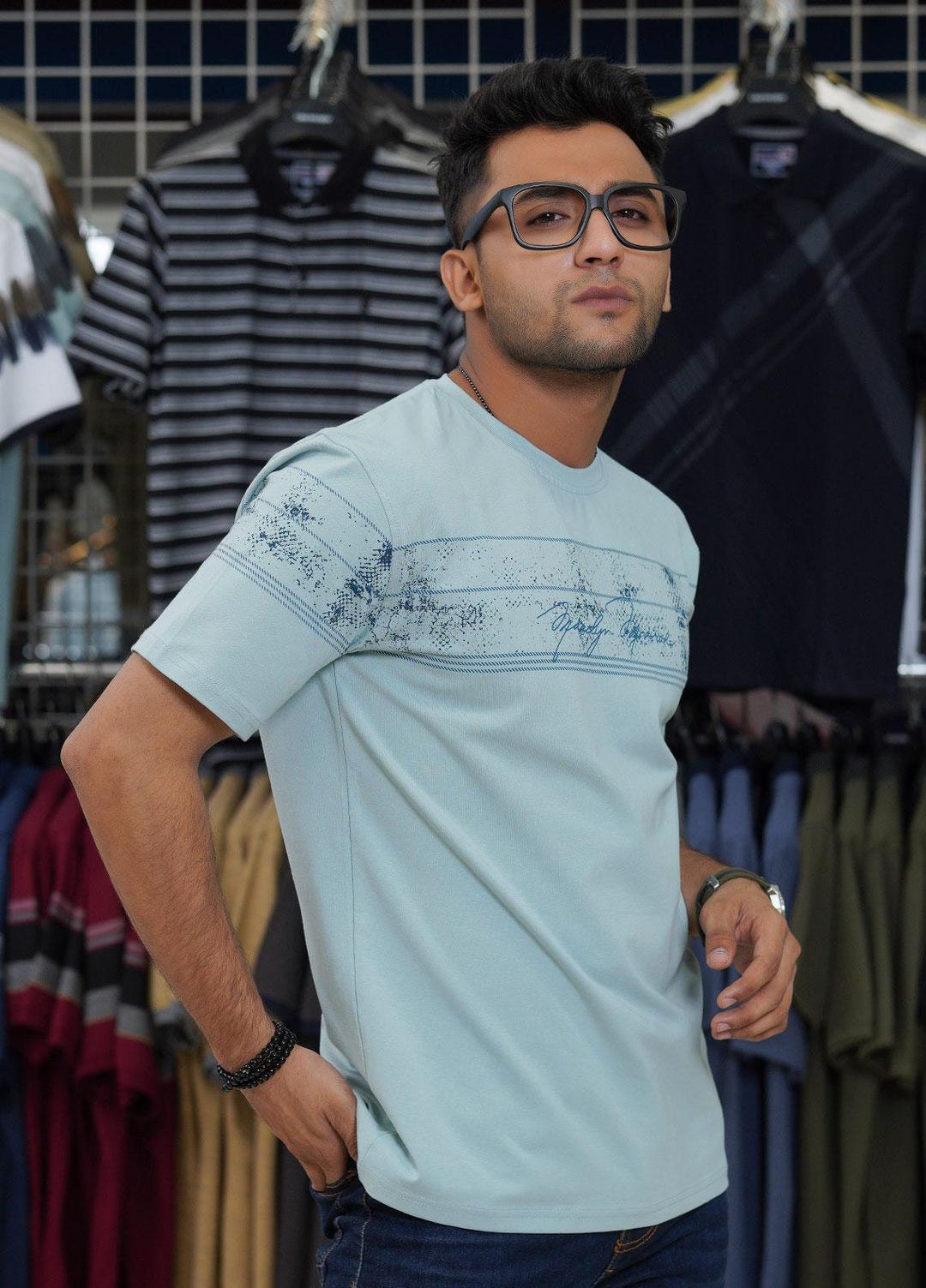 Sanaulla Exclusive Range Cotton Polo for Men - D-6710 Ferozi