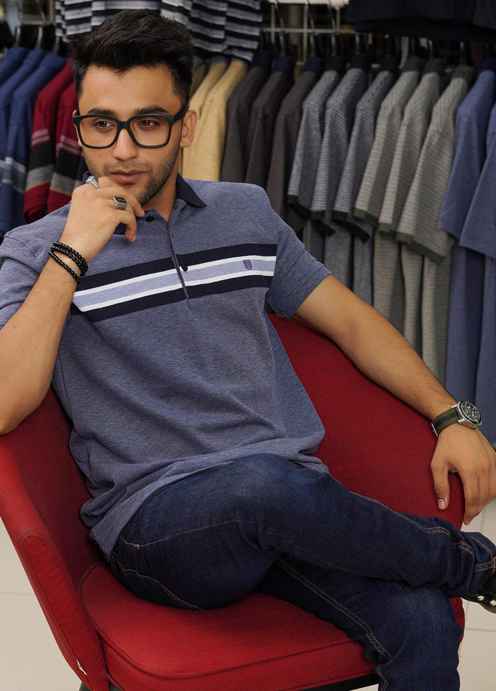 Sanaulla Exclusive Range Cotton Polo for Men - D-6715 Blue