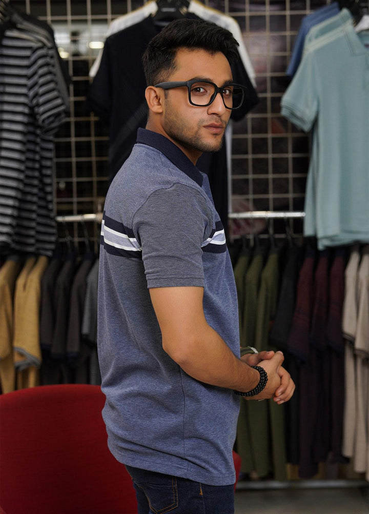 Sanaulla Exclusive Range Cotton Polo for Men - D-6715 Blue