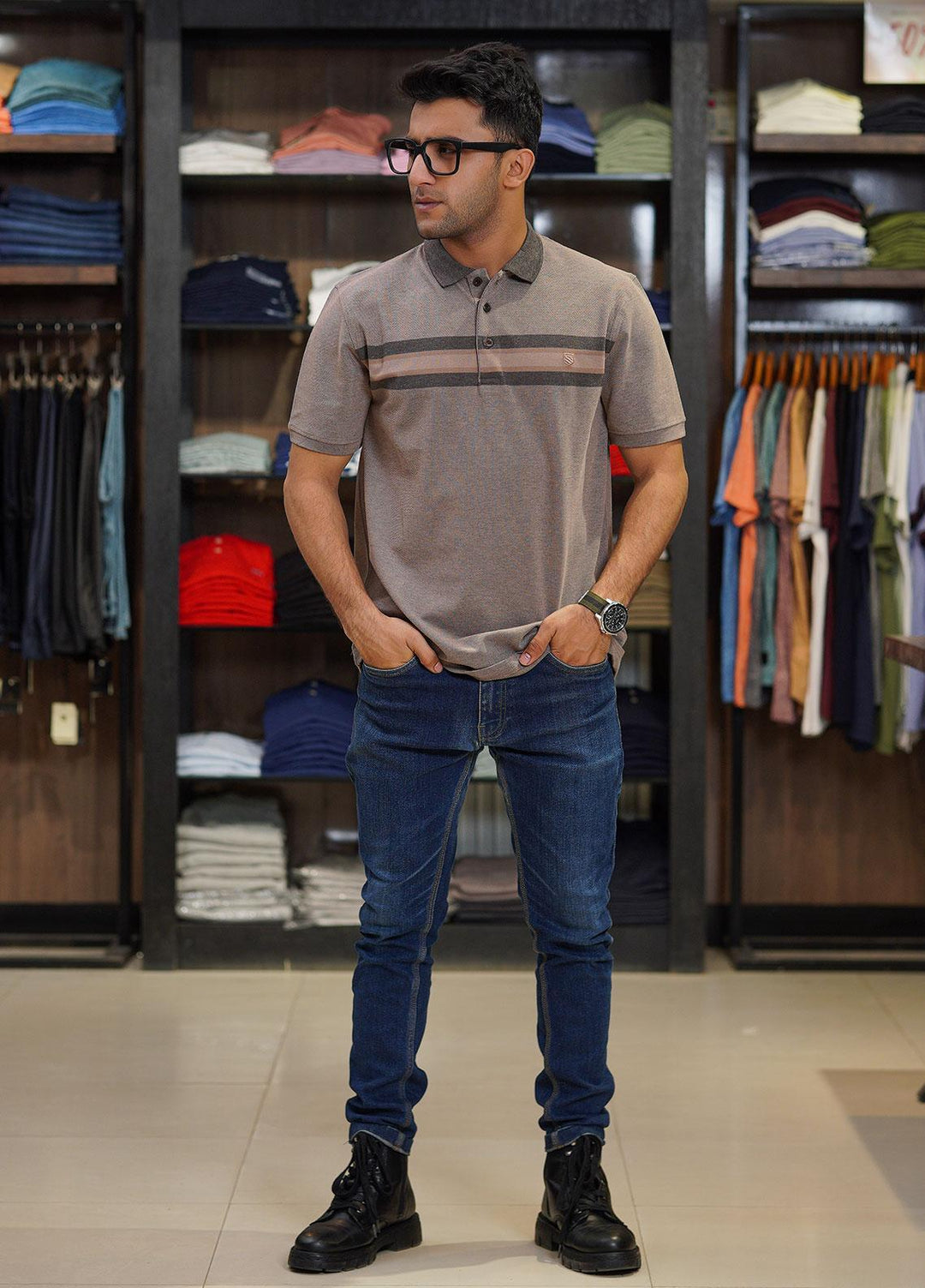 Sanaulla Exclusive Range Cotton Polo for Men - D-6715 Brown