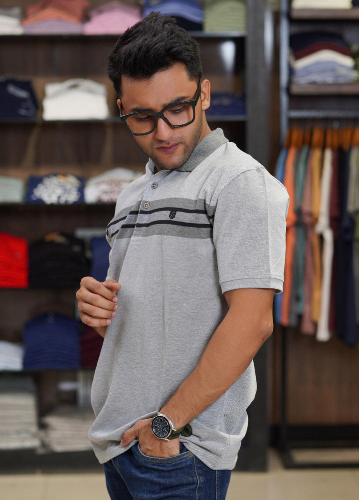 Sanaulla Exclusive Range Cotton Polo for Men - D-6715 light Grey