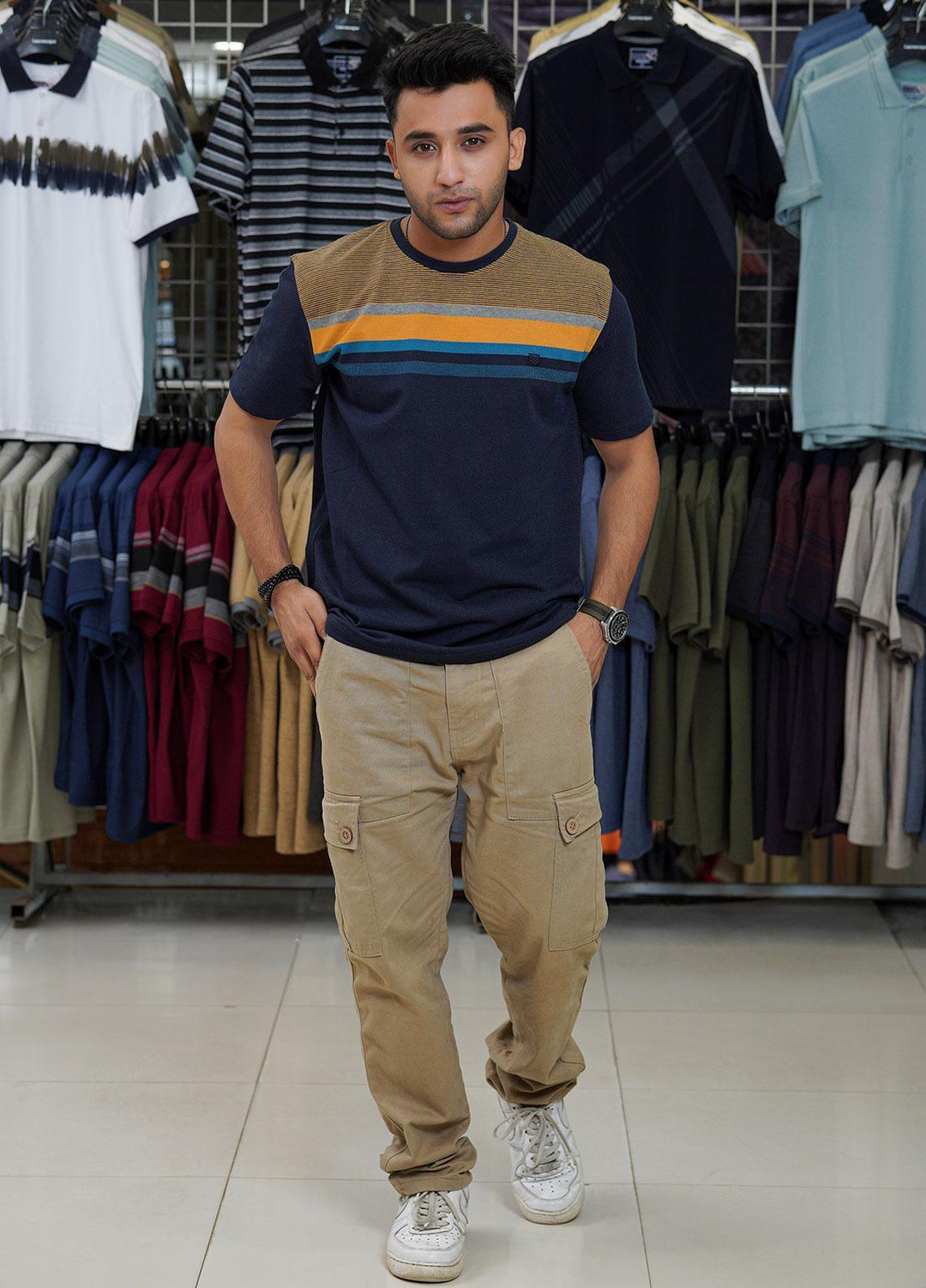 Sanaulla Exclusive Range Cotton Polo for Men - D-6763 Dark Blue