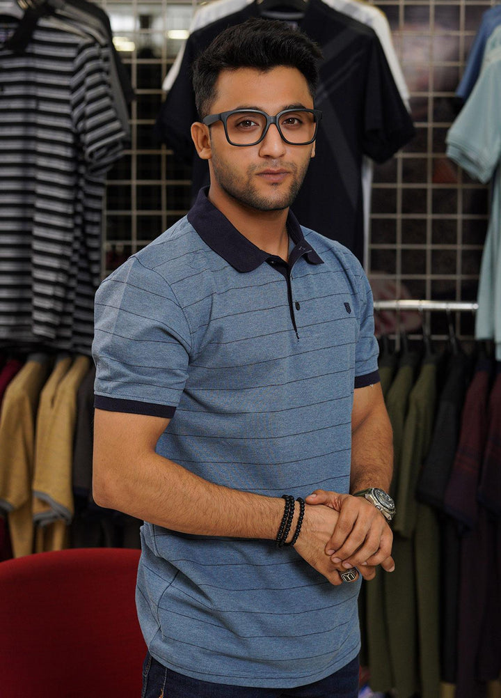 Sanaulla Exclusive Range Cotton Polo for Men - D-6771 Blue