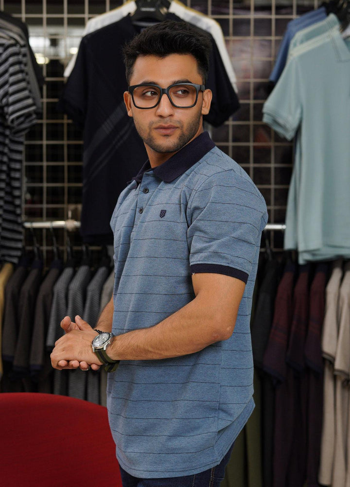 Sanaulla Exclusive Range Cotton Polo for Men - D-6771 Blue