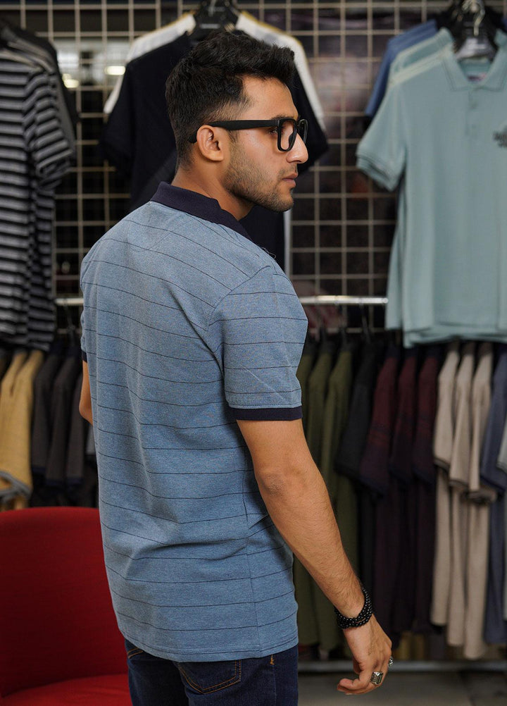 Sanaulla Exclusive Range Cotton Polo for Men - D-6771 Blue