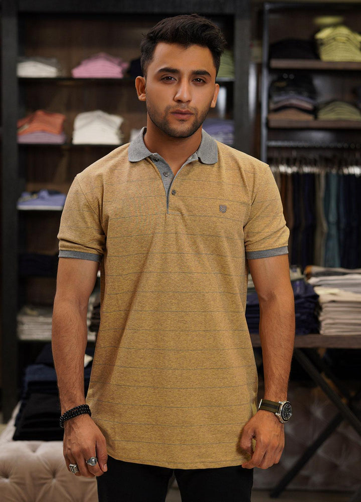 Sanaulla Exclusive Range Cotton Polo for Men - D-6771 Fawn