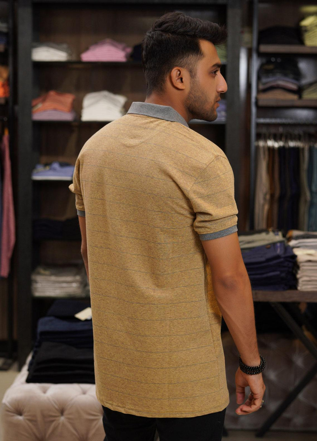 Sanaulla Exclusive Range Cotton Polo for Men - D-6771 Fawn