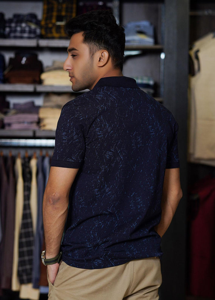 Sanaulla Exclusive Range Cotton Polo for Men - D-6782 Dark Blue