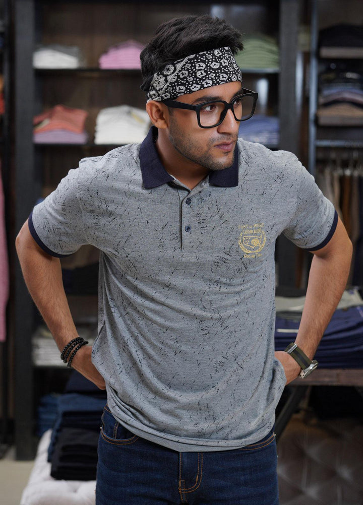 Sanaulla Exclusive Range Cotton Polo for Men - D-6782 Grey