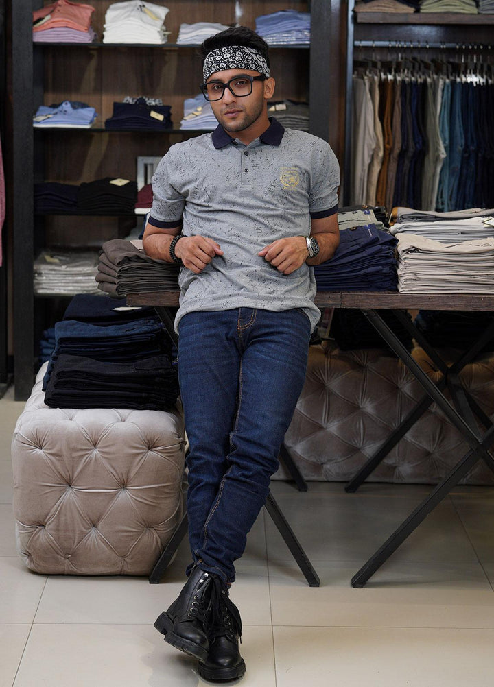 Sanaulla Exclusive Range Cotton Polo for Men - D-6782 Grey