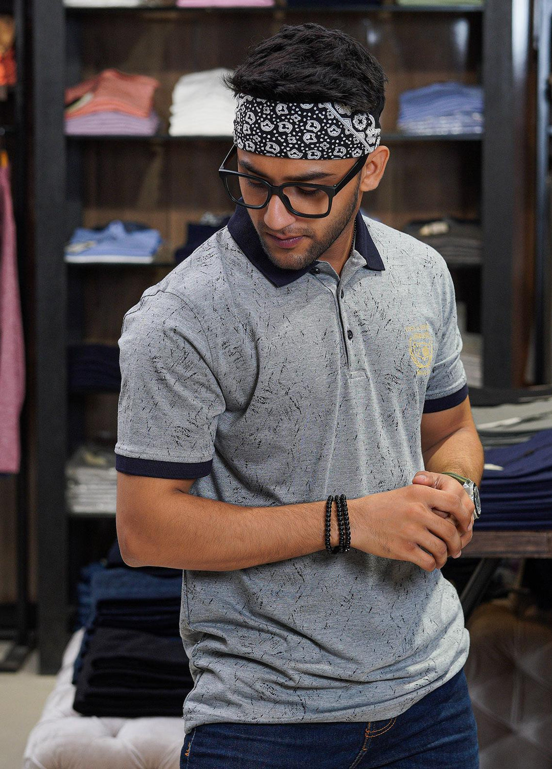 Sanaulla Exclusive Range Cotton Polo for Men - D-6782 Grey