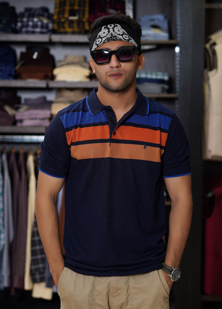Sanaulla Exclusive Range Cotton Polo for Men - D-7118 Dark Blue