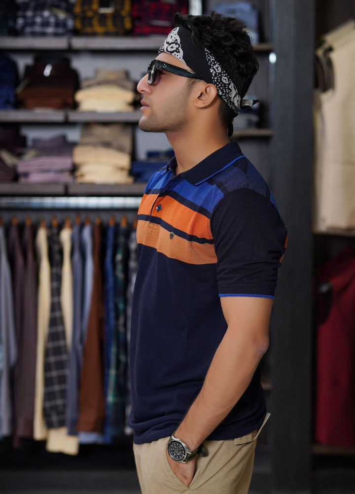 Sanaulla Exclusive Range Cotton Polo for Men - D-7118 Dark Blue