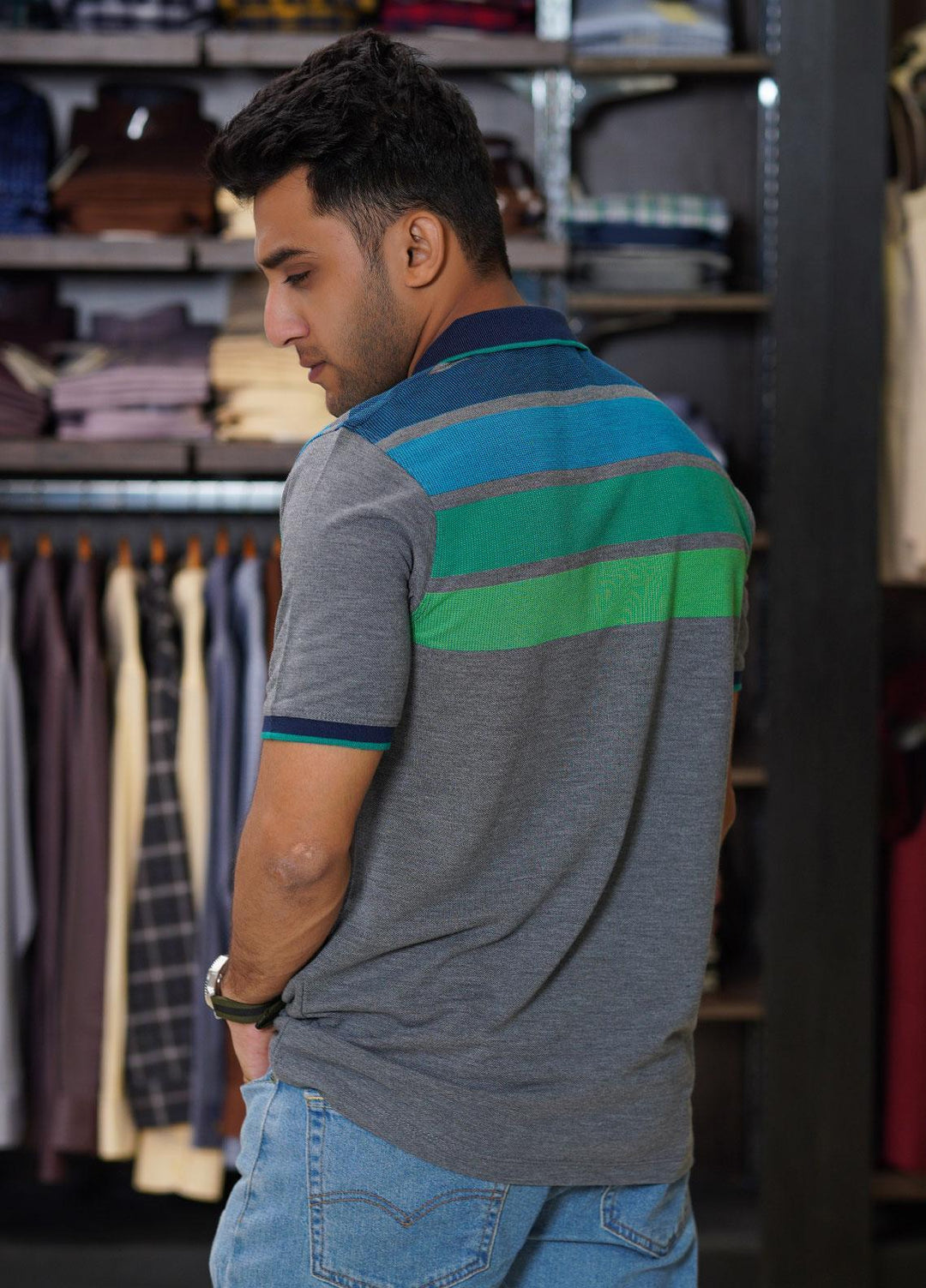 Sanaulla Exclusive Range Cotton Polo for Men - D-7118 Grey