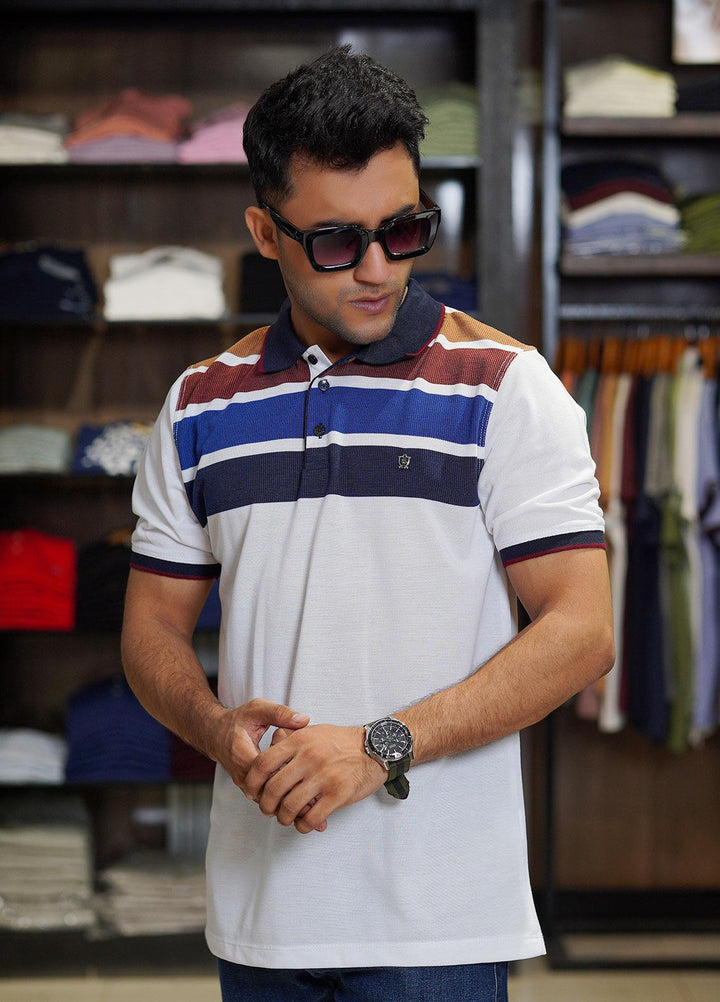 Sanaulla Exclusive Range Cotton Polo for Men - D-7118 White