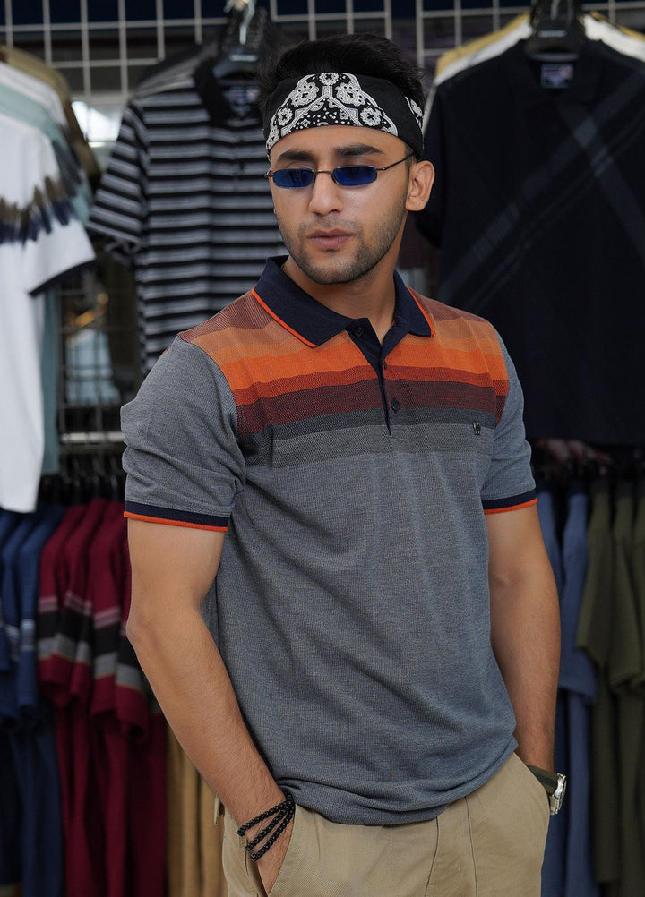Sanaulla Exclusive Range Cotton Polo for Men - D-7121 Grey