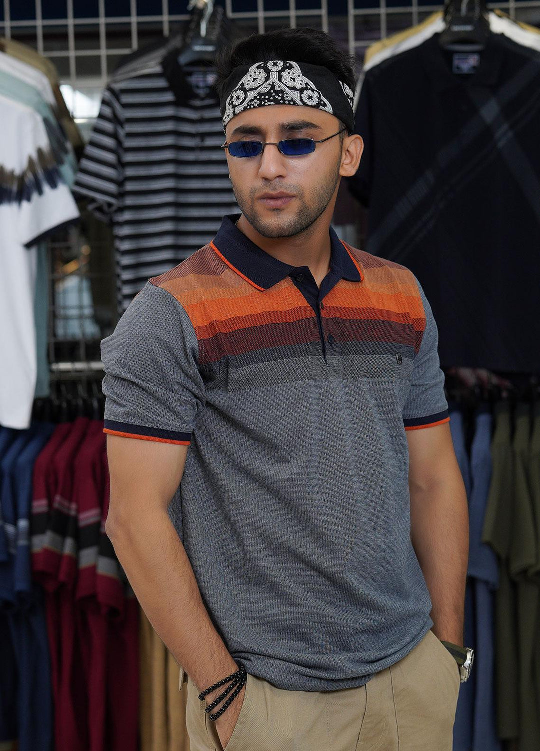 Sanaulla Exclusive Range Cotton Polo for Men - D-7121 Grey