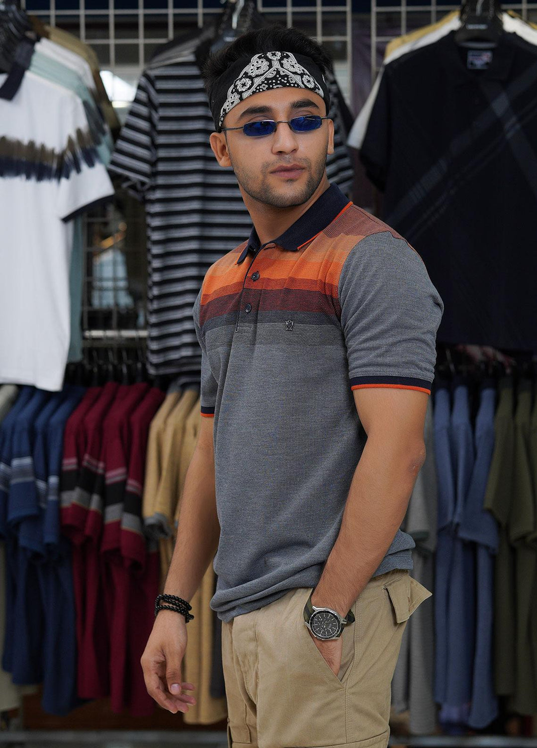 Sanaulla Exclusive Range Cotton Polo for Men - D-7121 Grey