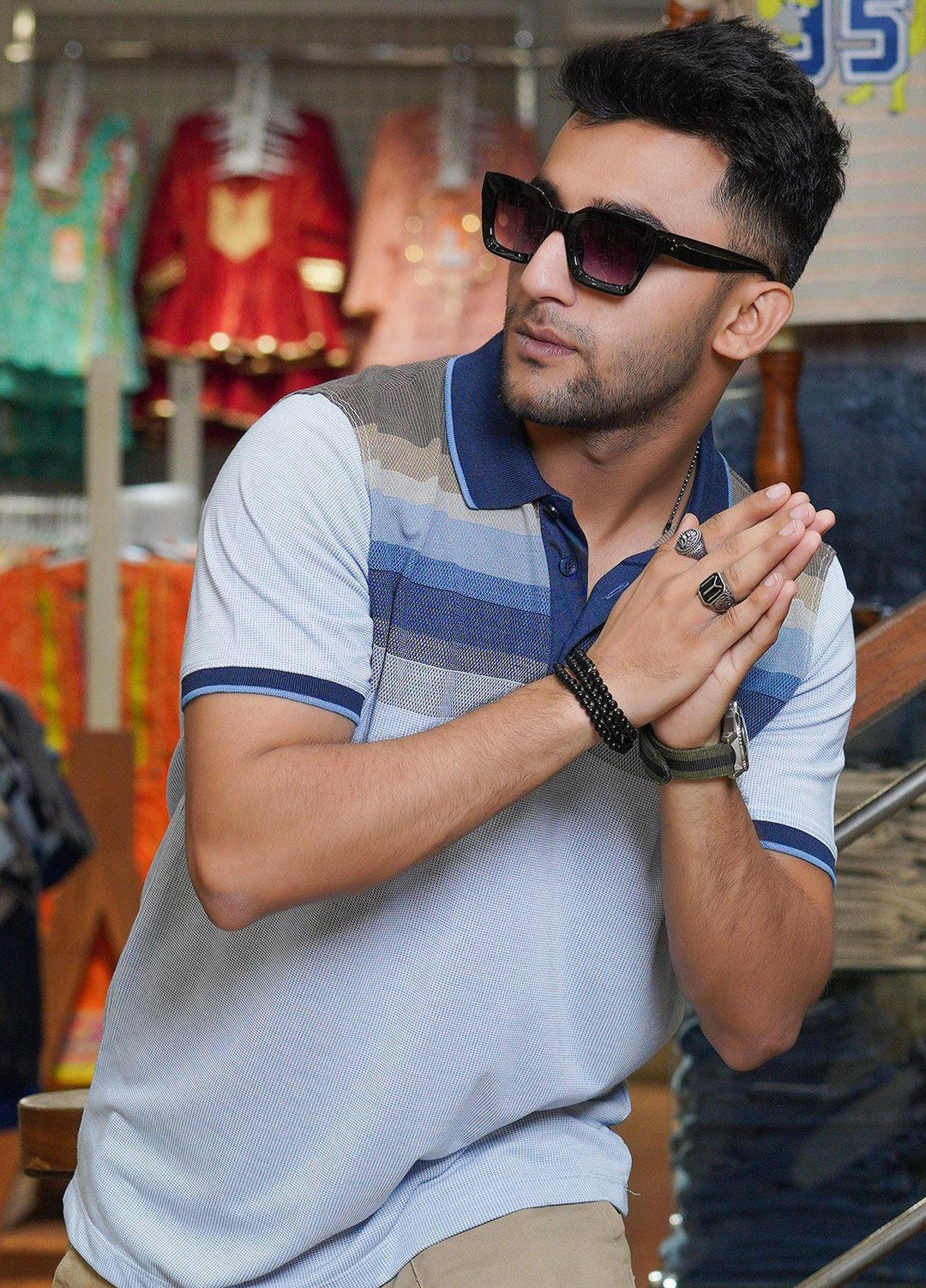 Sanaulla Exclusive Range Polo for Men - D-7121 Sky Blue