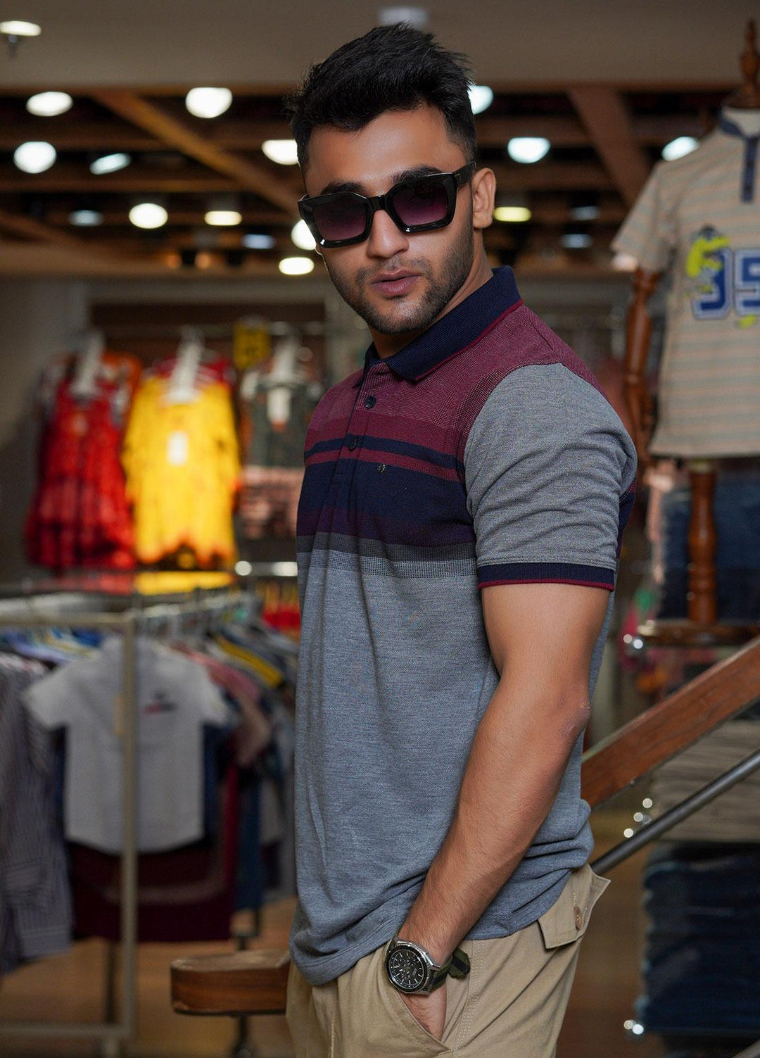 Sanaulla Exclusive Range Polo for Men - D-7203 Dark Grey