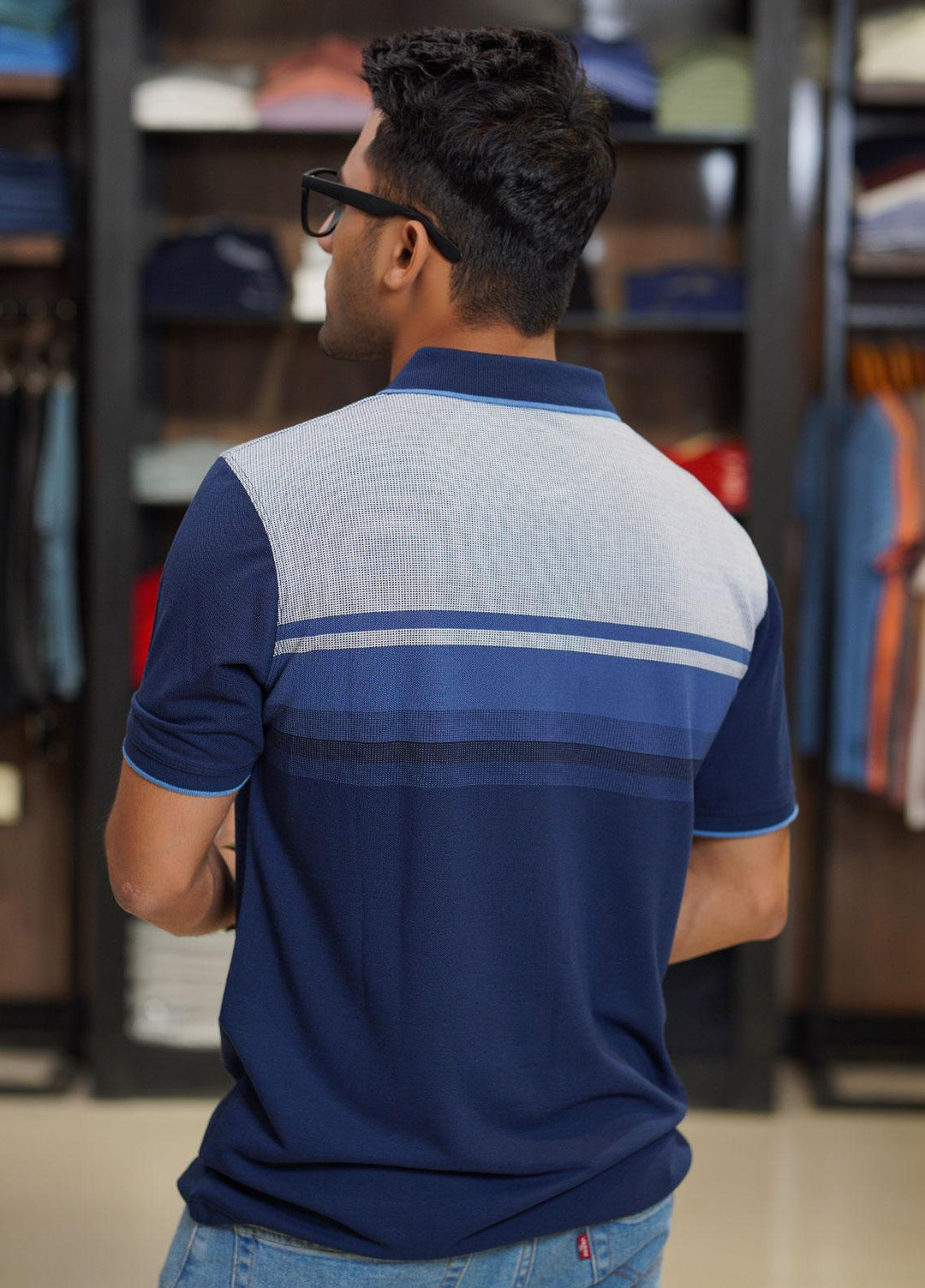 Sanaulla Exclusive Range Cotton Polo for Men - D-7203 Navy Blue