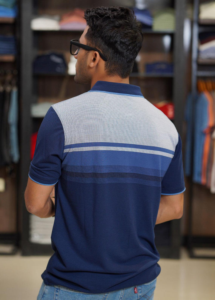 Sanaulla Exclusive Range Cotton Polo for Men - D-7203 Navy Blue