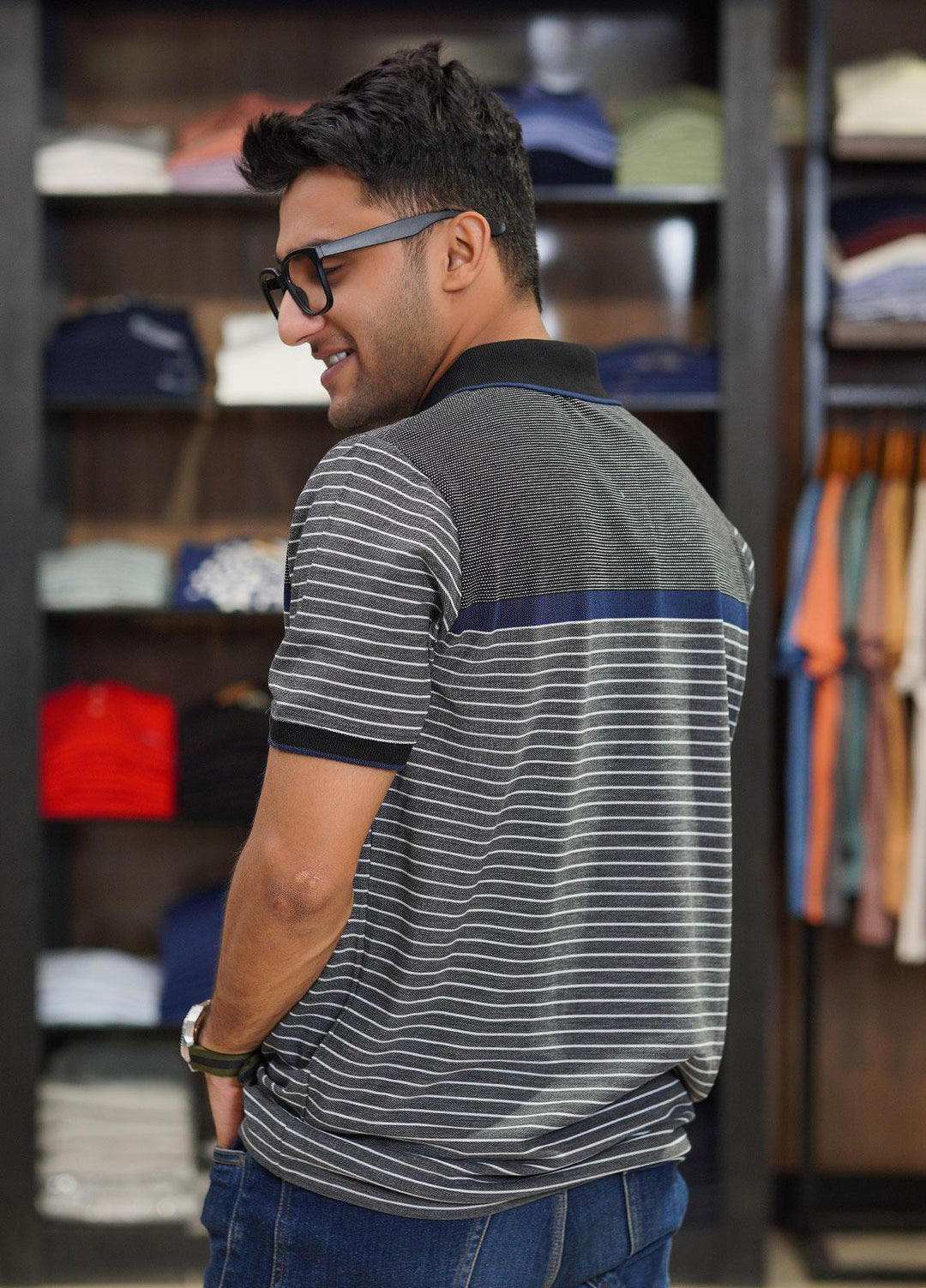 Sanaulla Exclusive Range Cotton Polo for Men - D-7206 Dark Grey