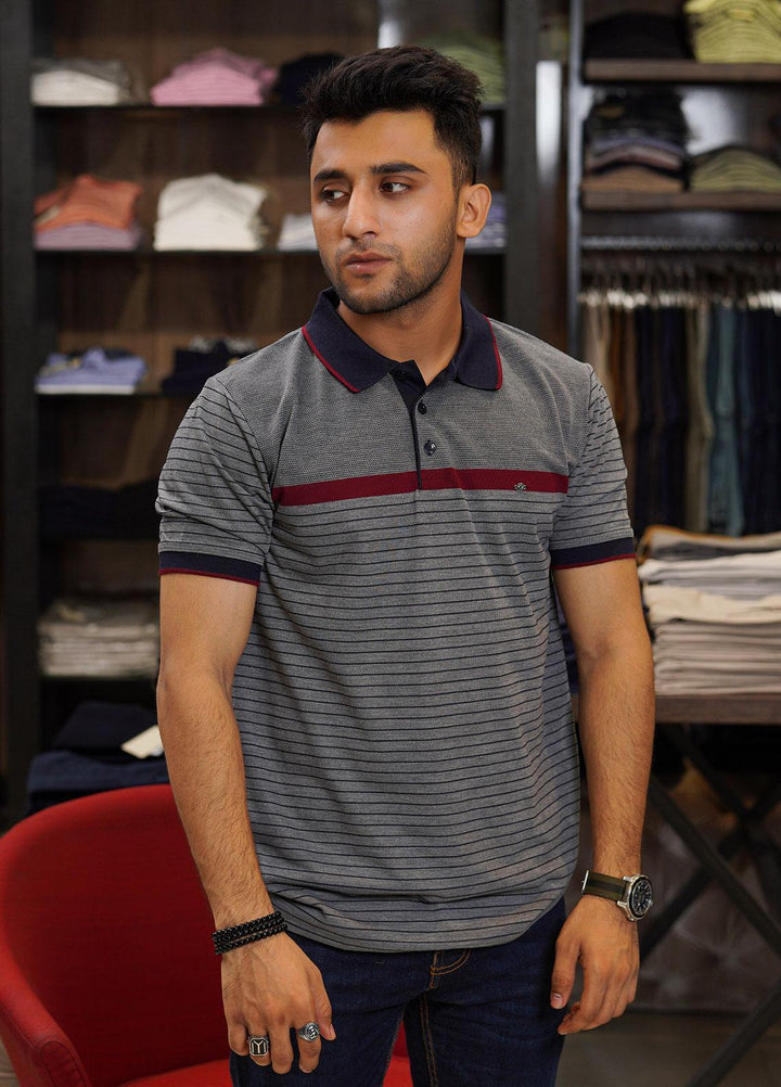 Sanaulla Exclusive Range Cotton Polo for Men - D-7206 Grey