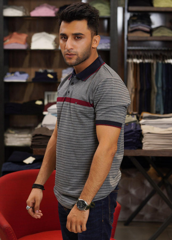 Sanaulla Exclusive Range Cotton Polo for Men - D-7206 Grey