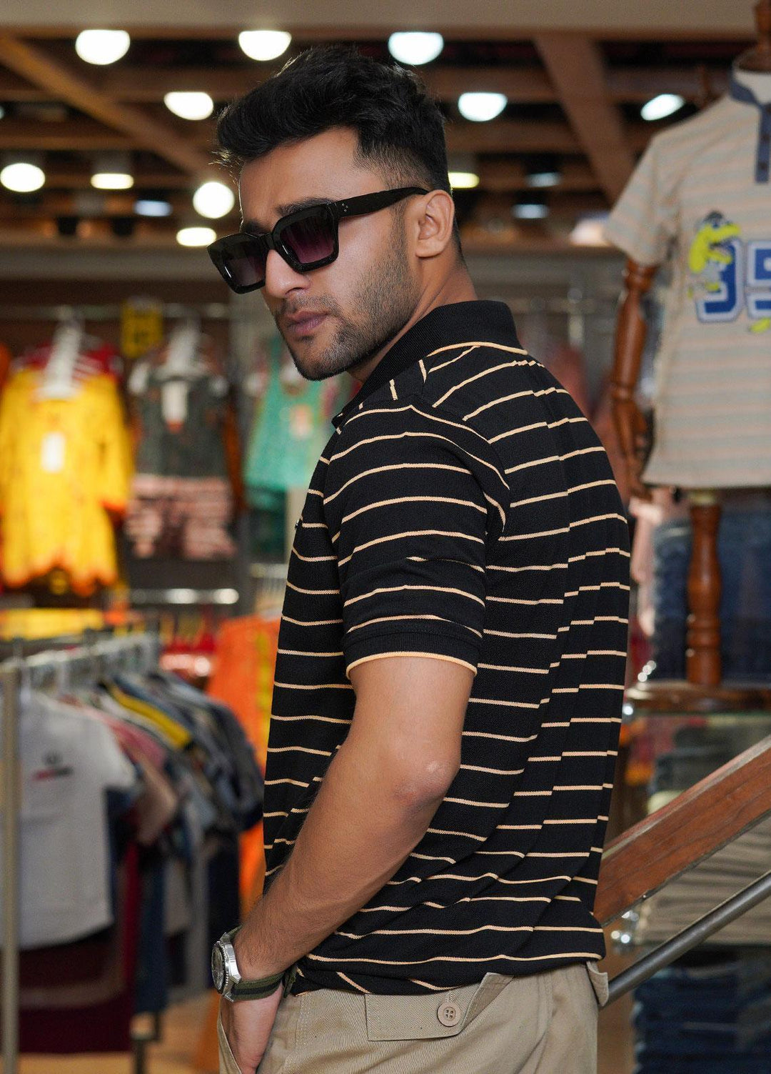 Sanaulla Exclusive Range Polo for Men - D-7210 Black-02