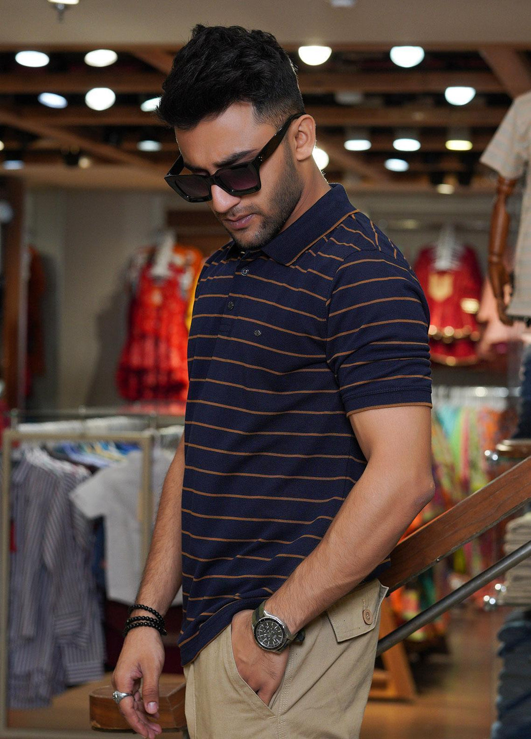 Sanaulla Exclusive Range Polo for Men - D-7210 Dark Blue-01