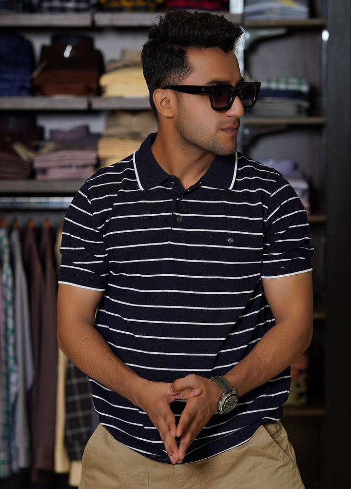 Sanaulla Exclusive Range Cotton Polo for Men - D-7210 Dark Blue-02