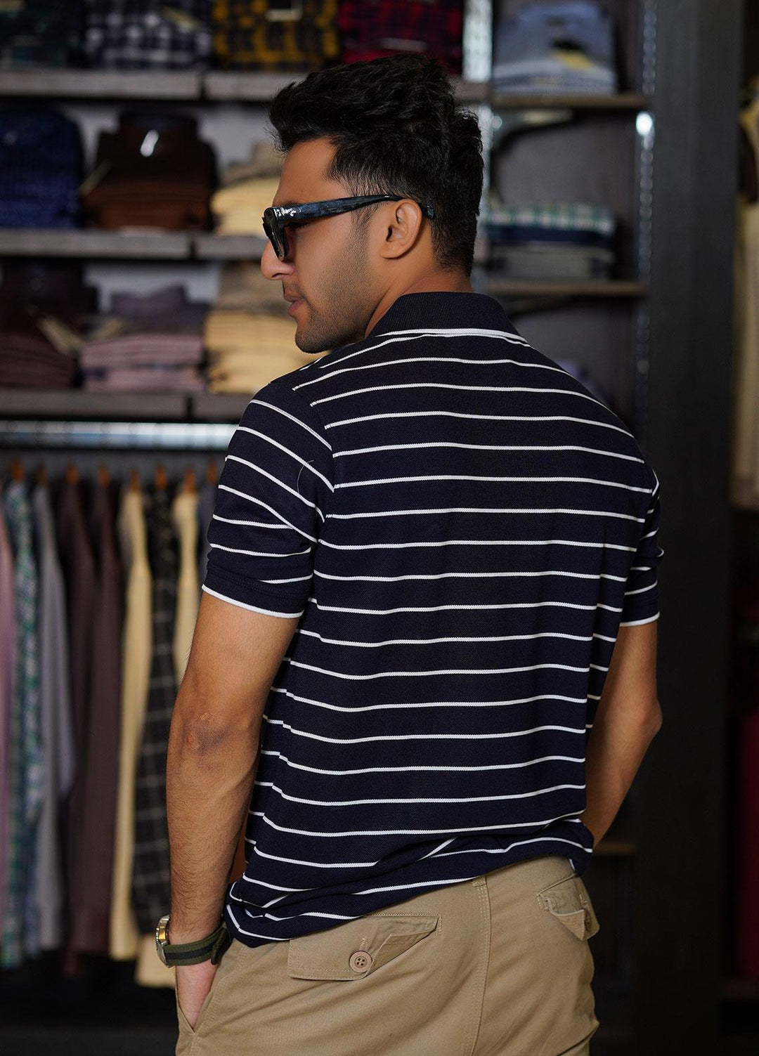 Sanaulla Exclusive Range Cotton Polo for Men - D-7210 Dark Blue-02