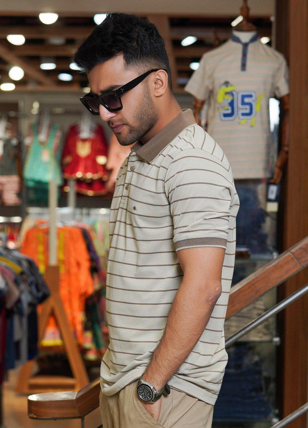 Sanaulla Exclusive Range Polo for Men - D-7210 Khaki