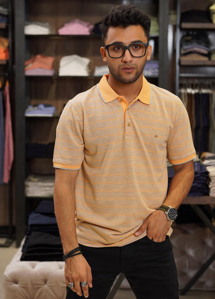 Sanaulla Exclusive Range Cotton Polo for Men - D-7210 Peach