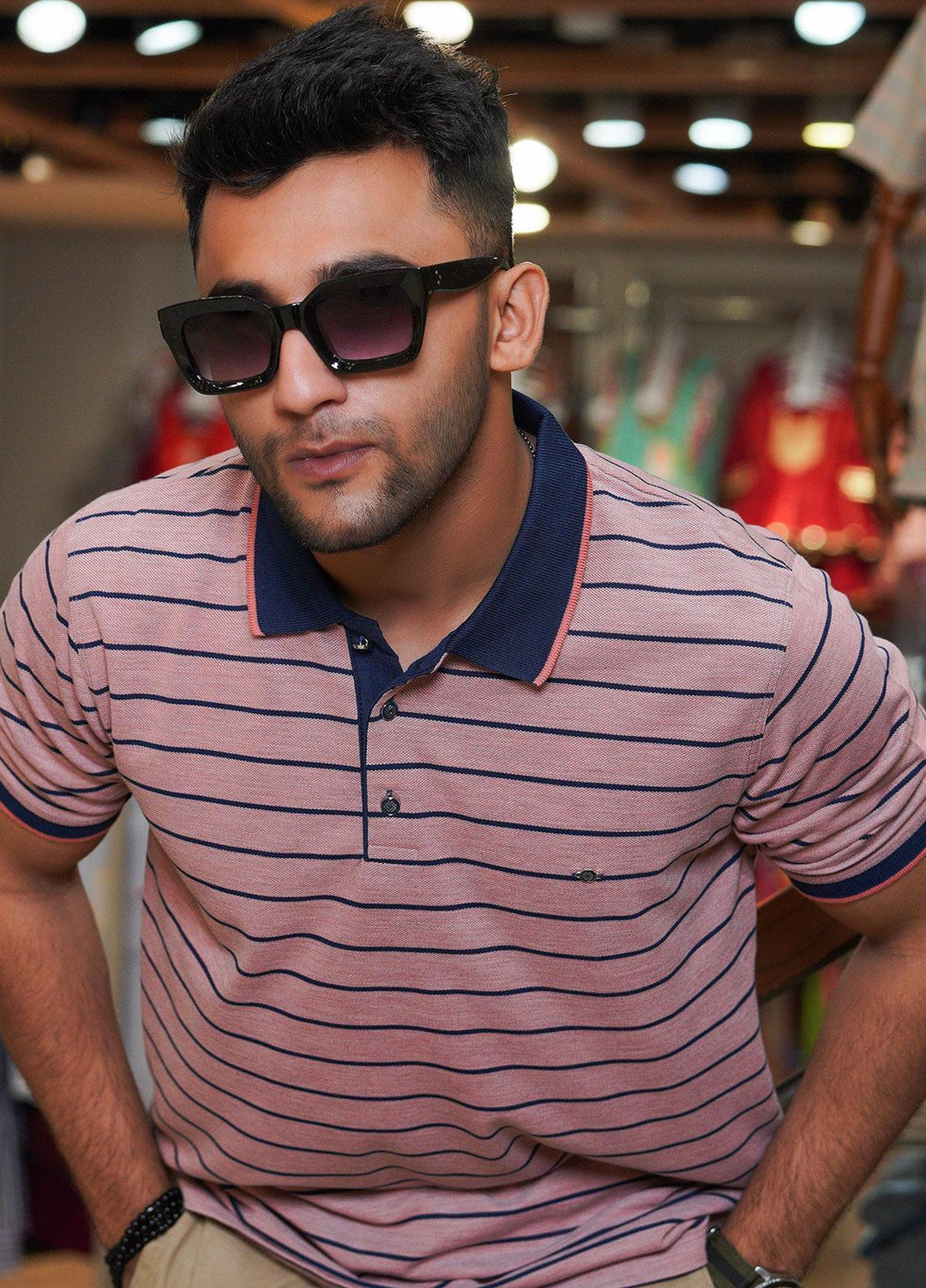 Sanaulla Exclusive Range Polo for Men - D-7210 Pink