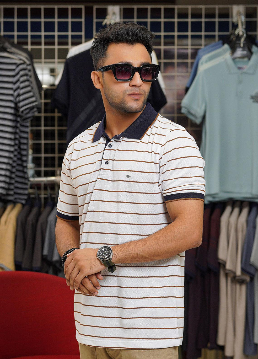 Sanaulla Exclusive Range Cotton Polo for Men - D-7210 White