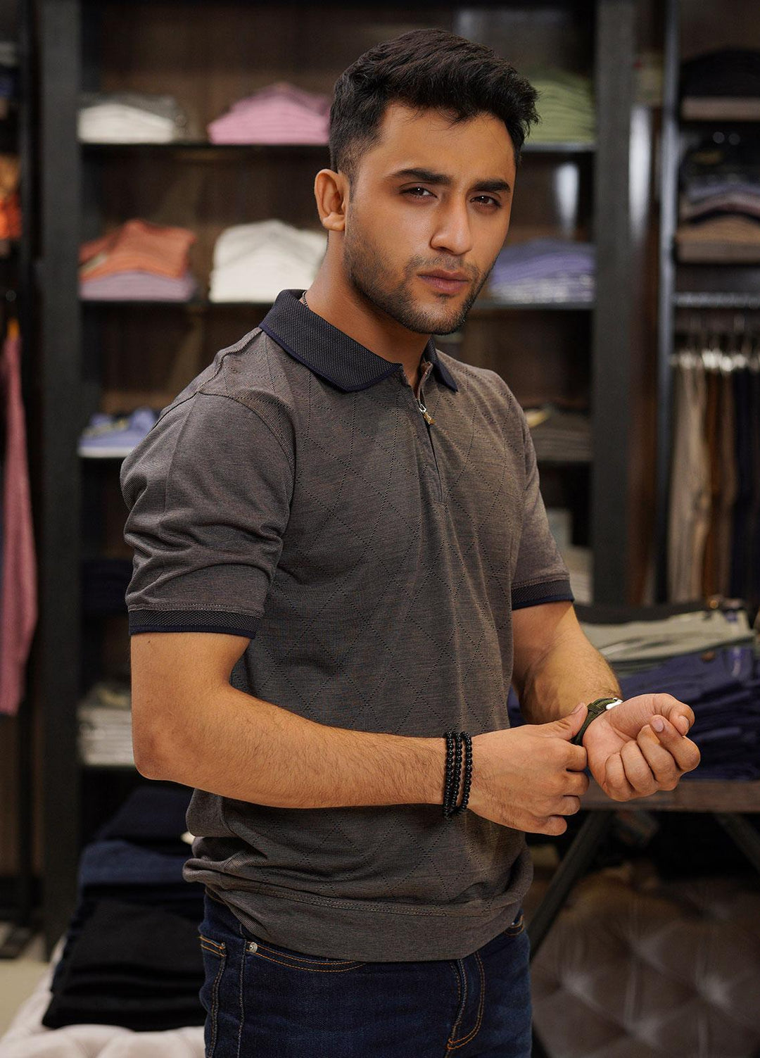 Sanaulla Exclusive Range Cotton Polo for Men - D-8159 Dark Brown